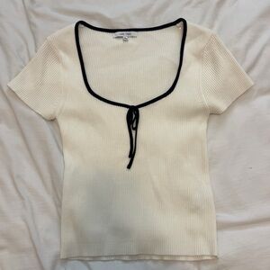 Love Tree Cream Short Sleeve Top with Black Accent